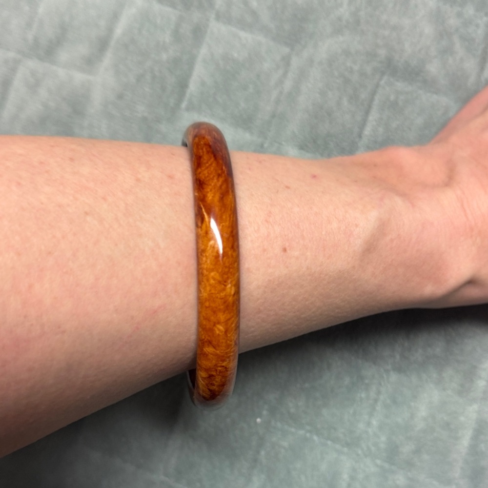Vintage Plastic Bangle Bracelet, Brown, Tortoise, Marble, Retro, Boho